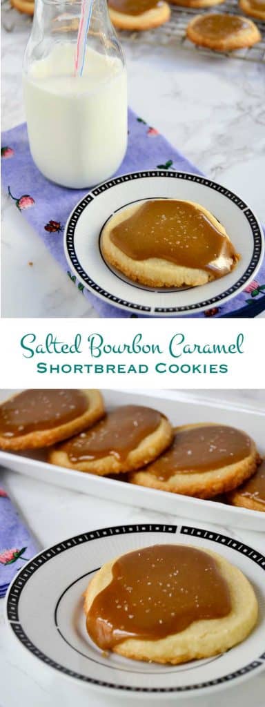 Buttery shortbread and soft caramel are perfectly matched in these salted bourbon caramel shortbread cookies. A delicious addition to any holiday party.