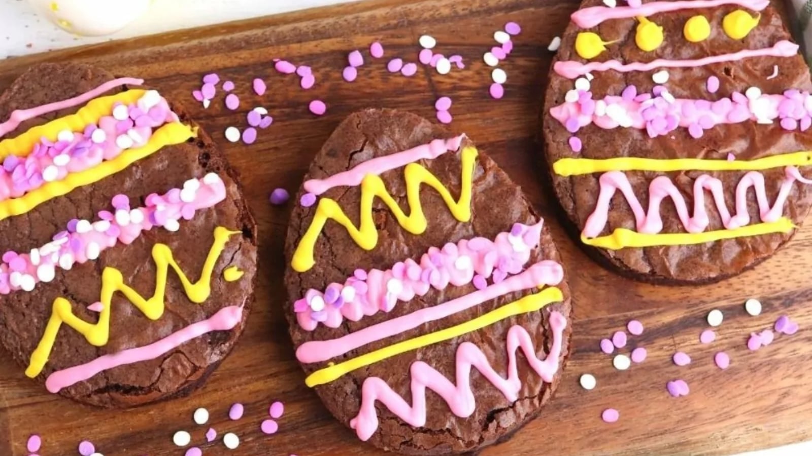Easter brownies decorated like eggs.