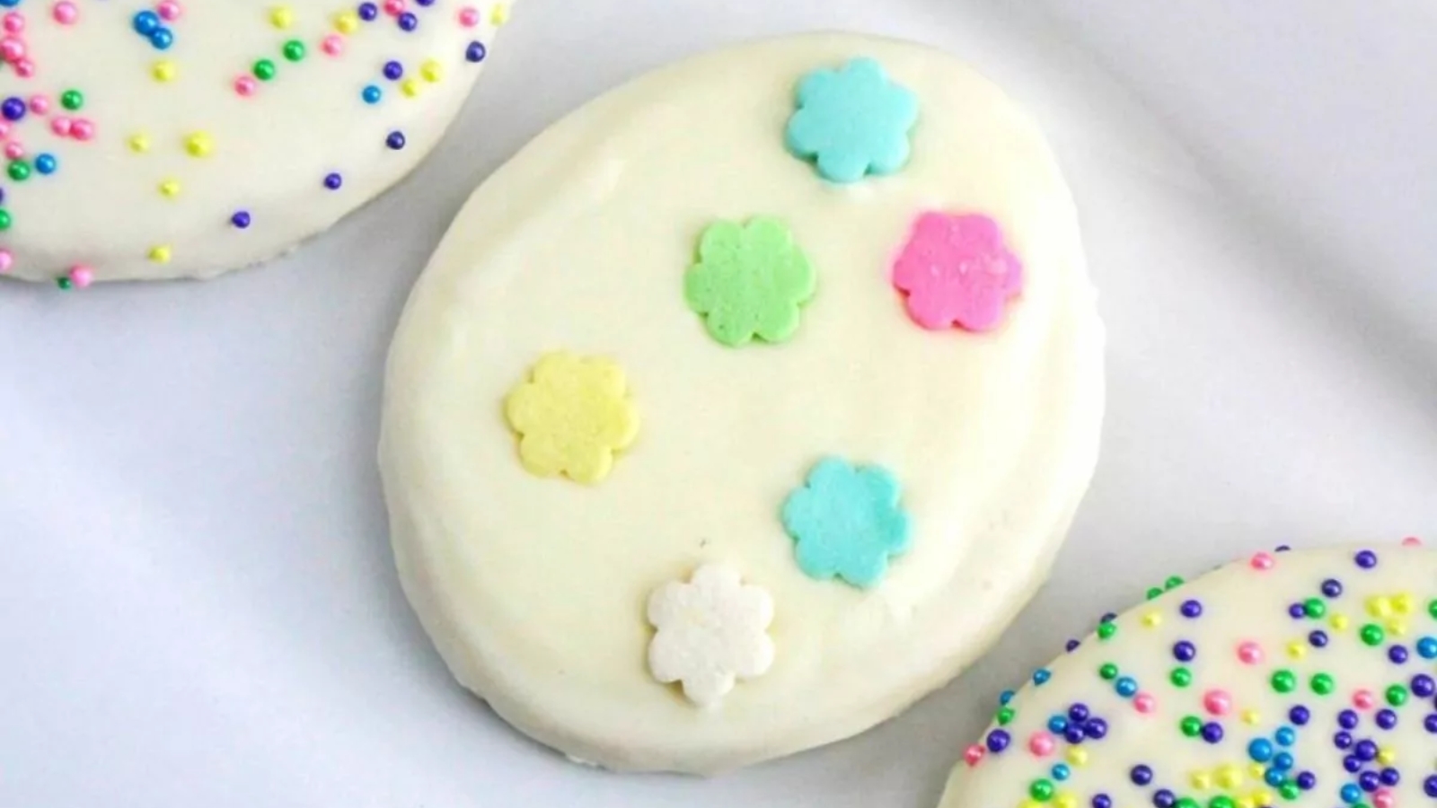 Easter egg&ndash;shaped sugar cookies.